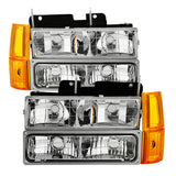 xTune GMC Yukon 94-99 Headlights w/ Corner & Parking Lights 8pcs Sets -Chrome HD-JH-GCK94-AM-C-SET